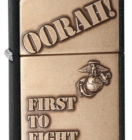 Black Crackle Marine Corp First to Flight Emblem Zippo Lighter