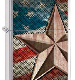 Retro Star Brushed Chrome Zippo Lighter